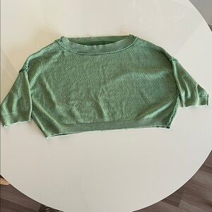Free People Mint Green Cropped Sweatshirt